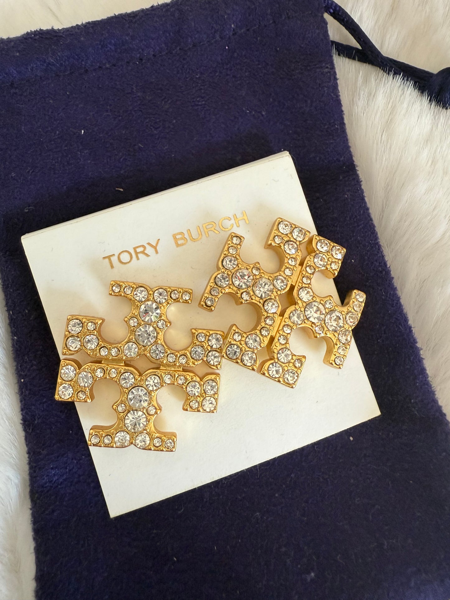 Aretes marca Tory Burch piedra dorados grandes