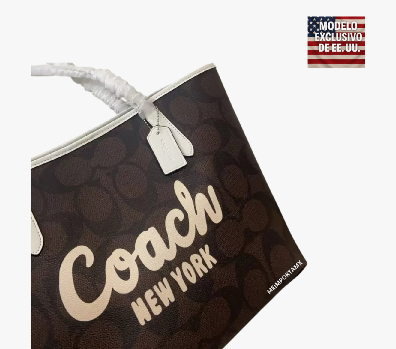 Bolso coach tote café grabado grande