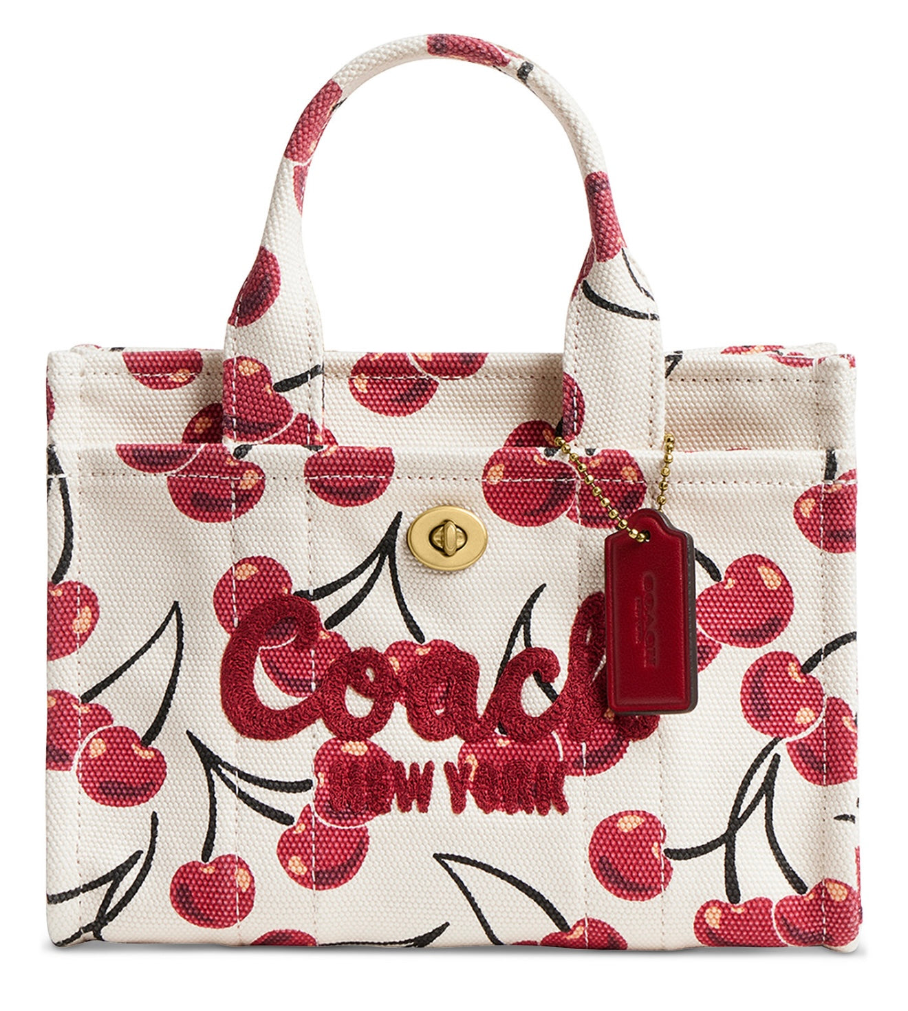 Bolso pequeño en tela grabado cereza marca coach