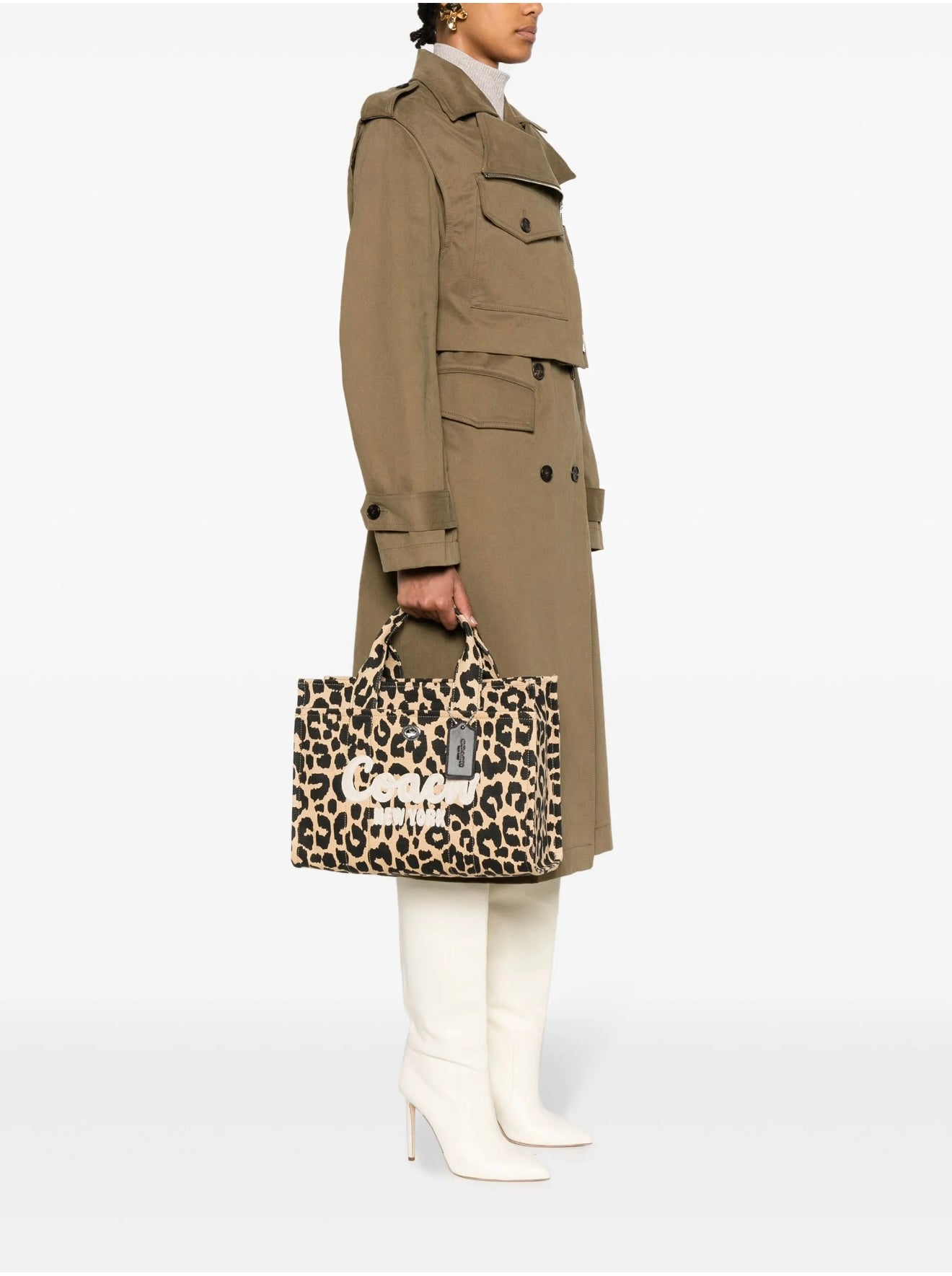 Bolsa tote en tela mediana marca Coach atigrado
