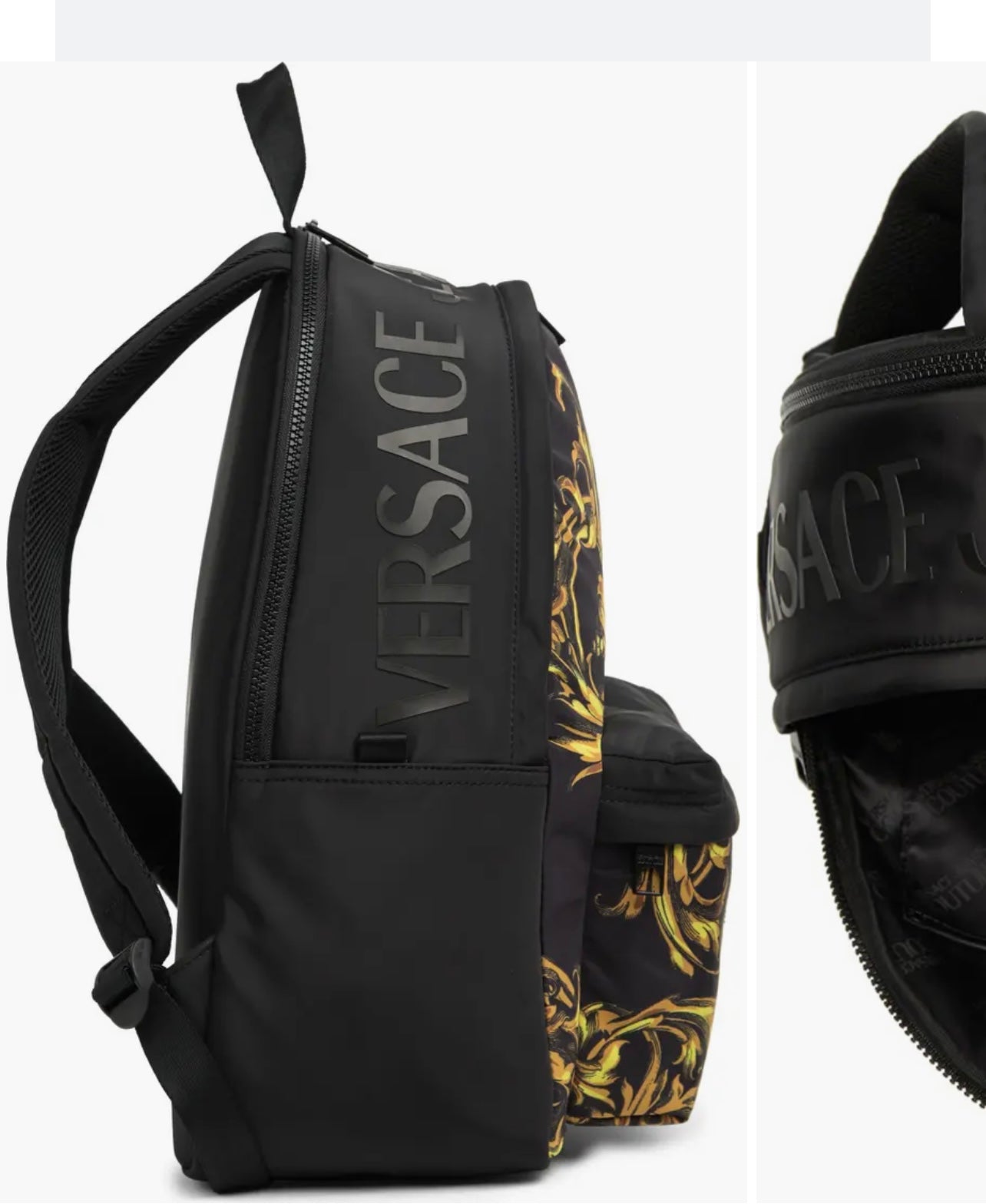 Mochila grande color negro con amarillo marca Versace