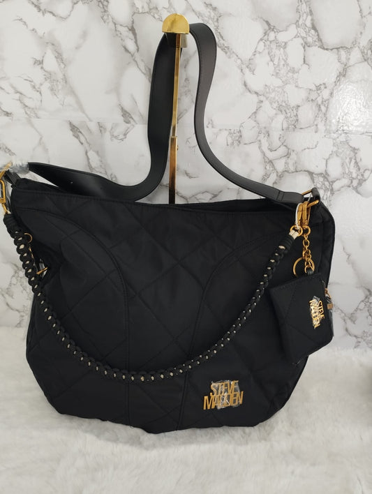 Bolsa grande Steve Madden negra tipo tela