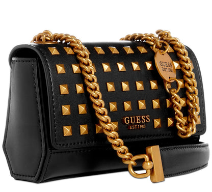 Bolsa chica color negra con remaches marca Guess