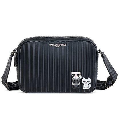 Bolsa color negro doble cierre marca Karl Lagerfeld Crossbody