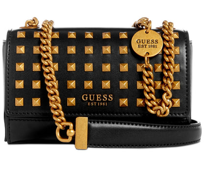 Bolsa chica color negra con remaches marca Guess