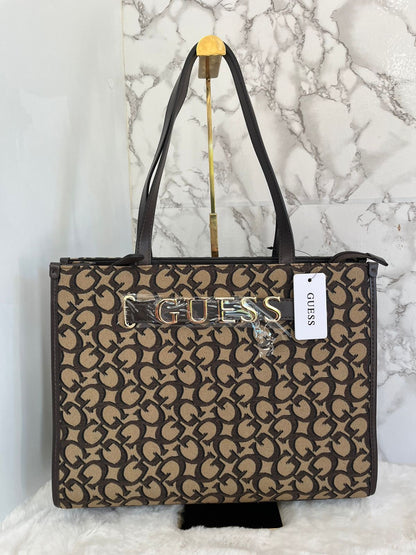 Bolsa grande en tela tote marca Guess