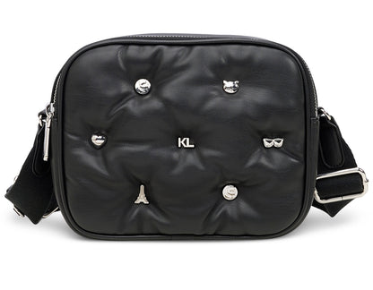 Bolsa crossbody color negros con figuras marca Karl Lagerfeld