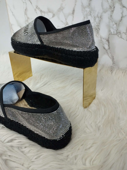 ESPADRIL MOSCHINO NEGRO Y PLATA